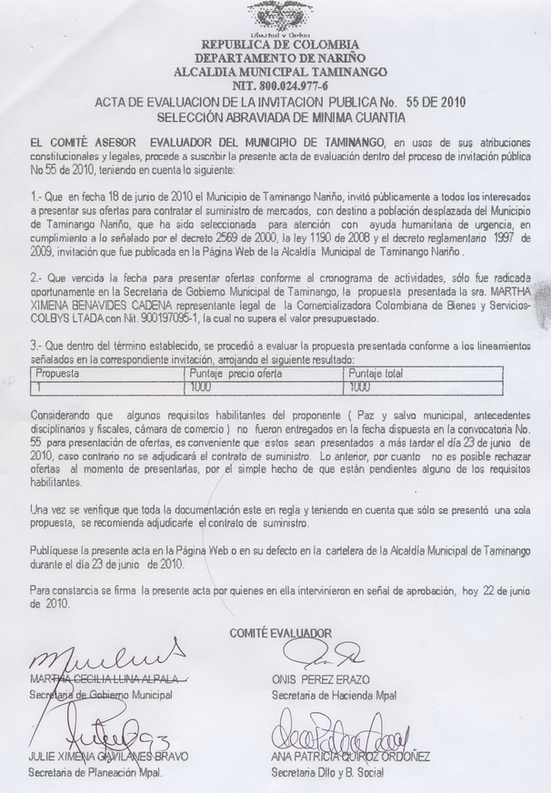 Modelo de acta de evaluación