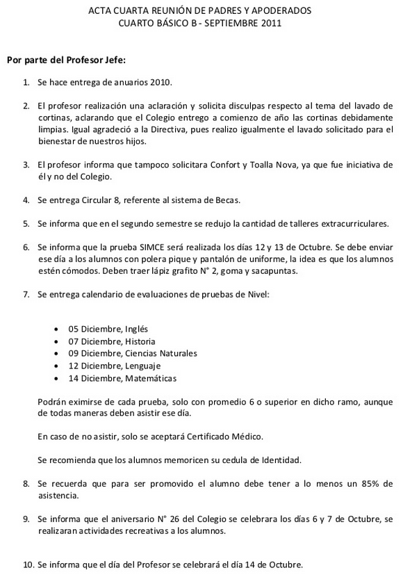 Modelo de acta familiar