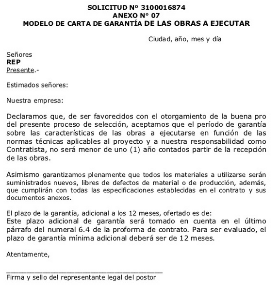 Modelo de carta garantia