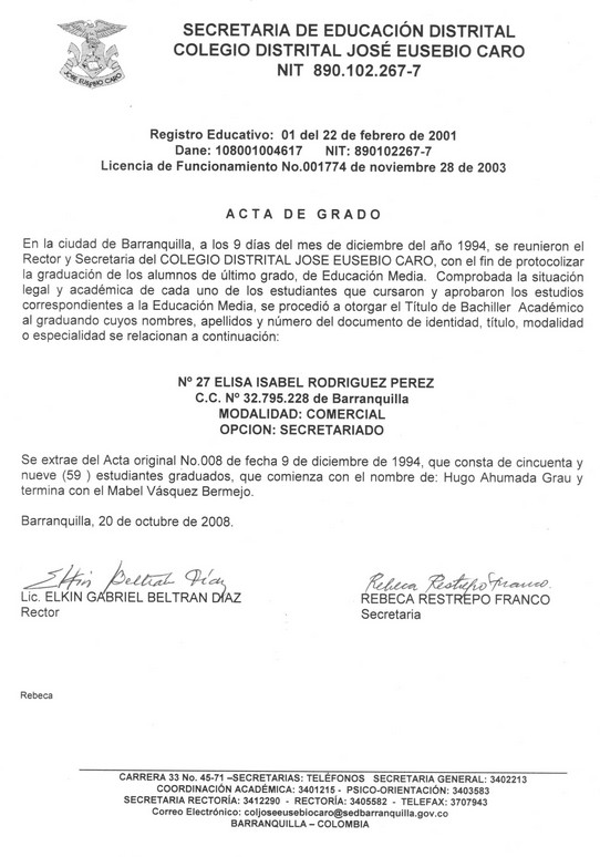 Modelo de acta de graduación