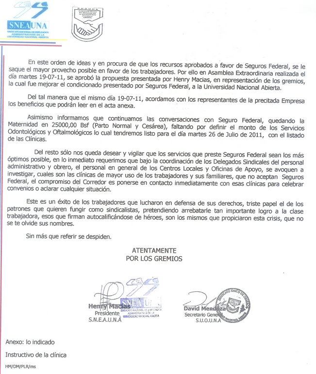 Modelo de actas gremiales
