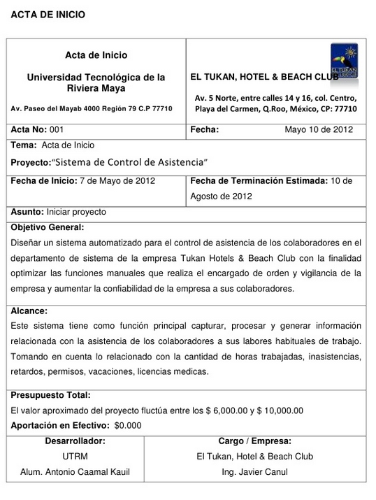 Modelo de acta de inicio de obra