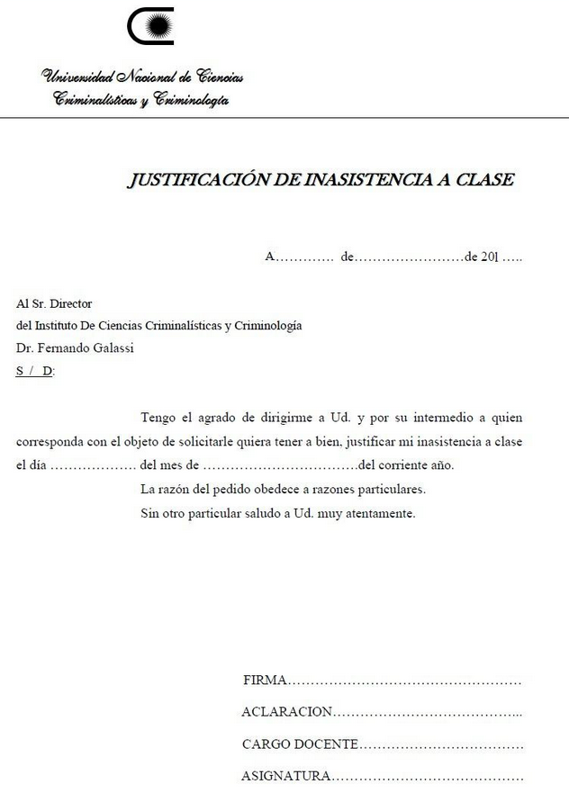 Modelo carta justificacion