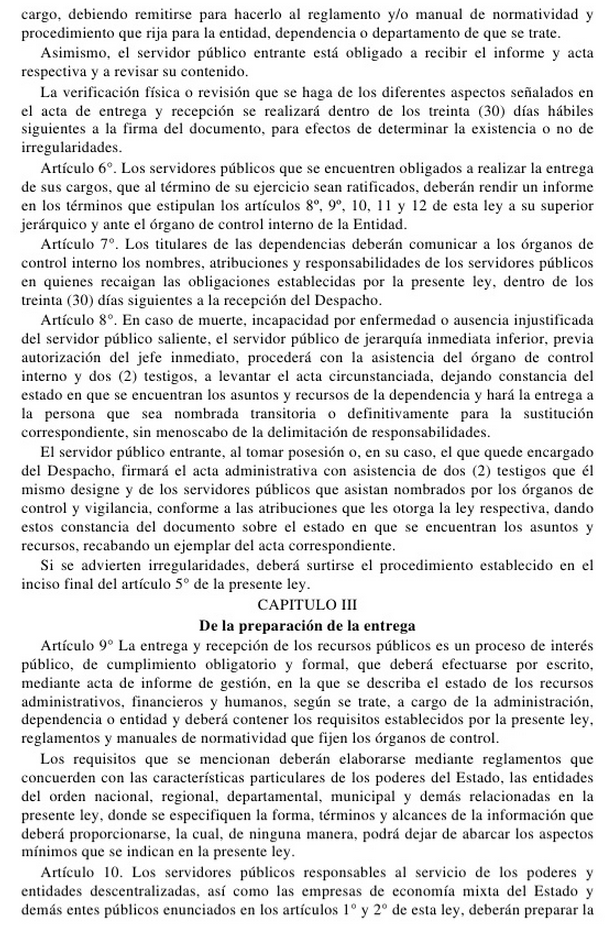 Modelo acta de entrega ley 951