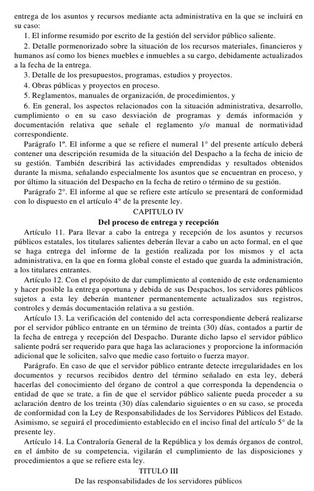 Modelo acta de entrega ley 951