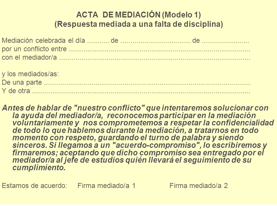 Modelo actas de mediación