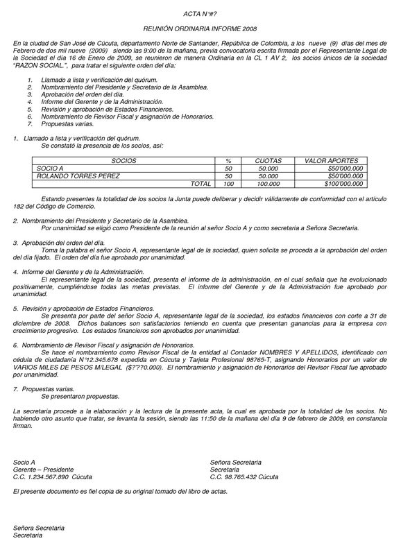Modelo de acta de nombramiento