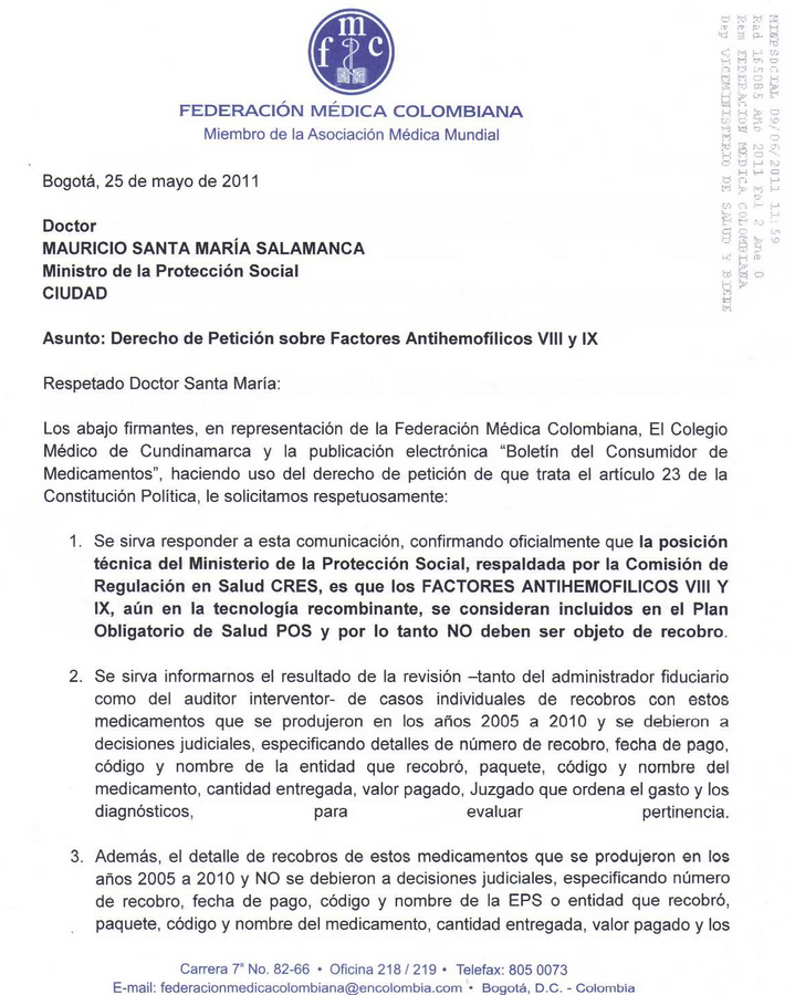 Ejemplo de derecho de petición