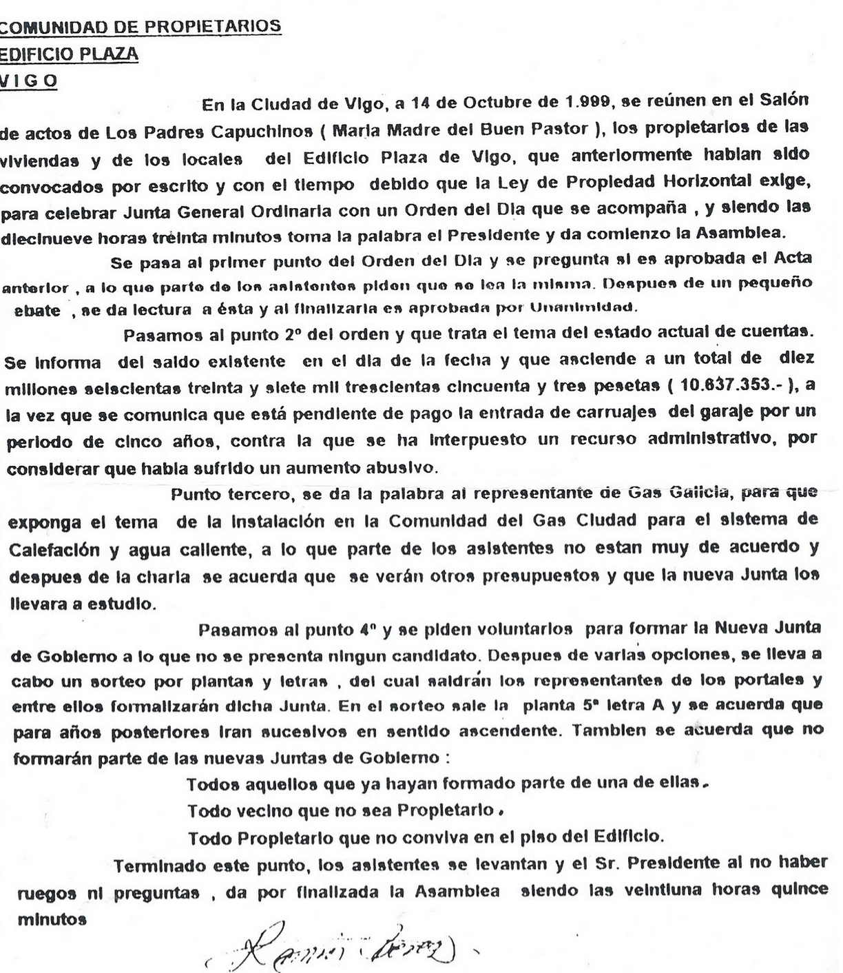 Modelo de acta de comunidad de propietarios