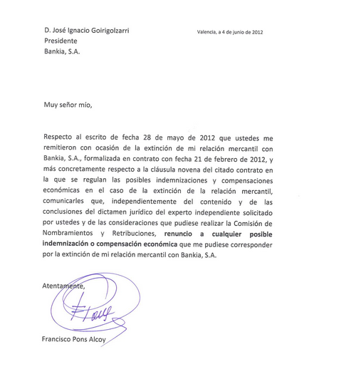 Modelo de carta de indemnización