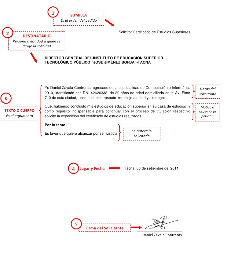 Modelo de solicitud de carácter simple