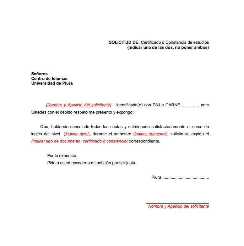 Modelo certificado de estudios escolares