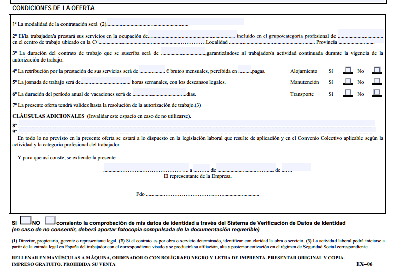 Modelo de contrato de trabajo para extranjeros