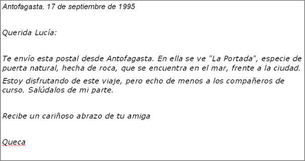 Ejemplo de carta informal