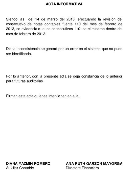 Modelo de actas informativas