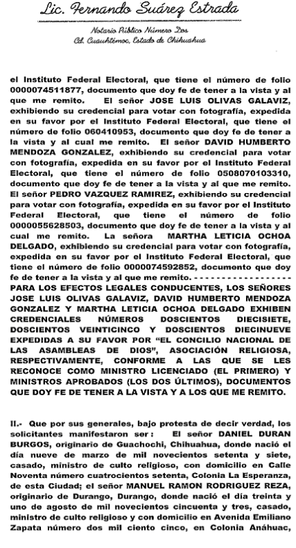 Modelo de acta notarial en méxico