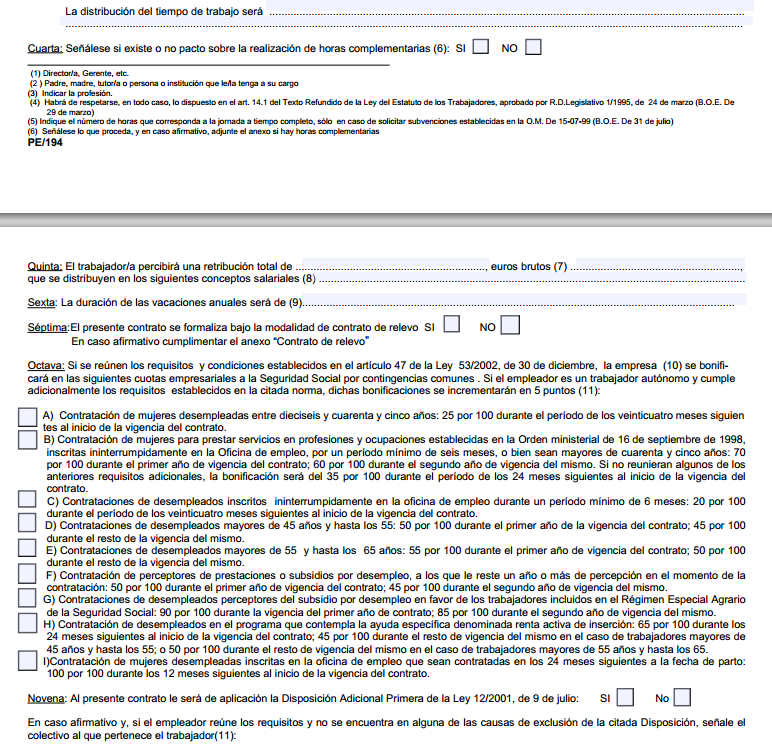 Modelo de contrato de trabajo a medio tiempo