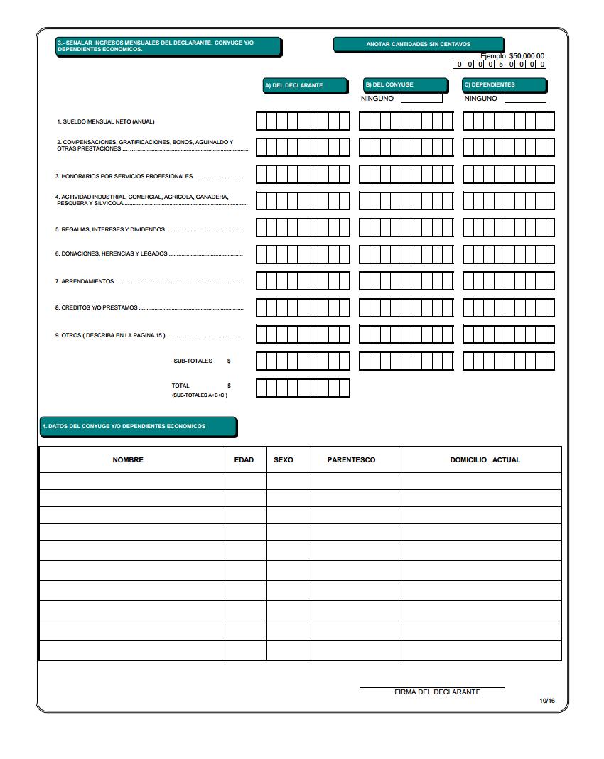 Modelo de declaracion patrimonial inicial