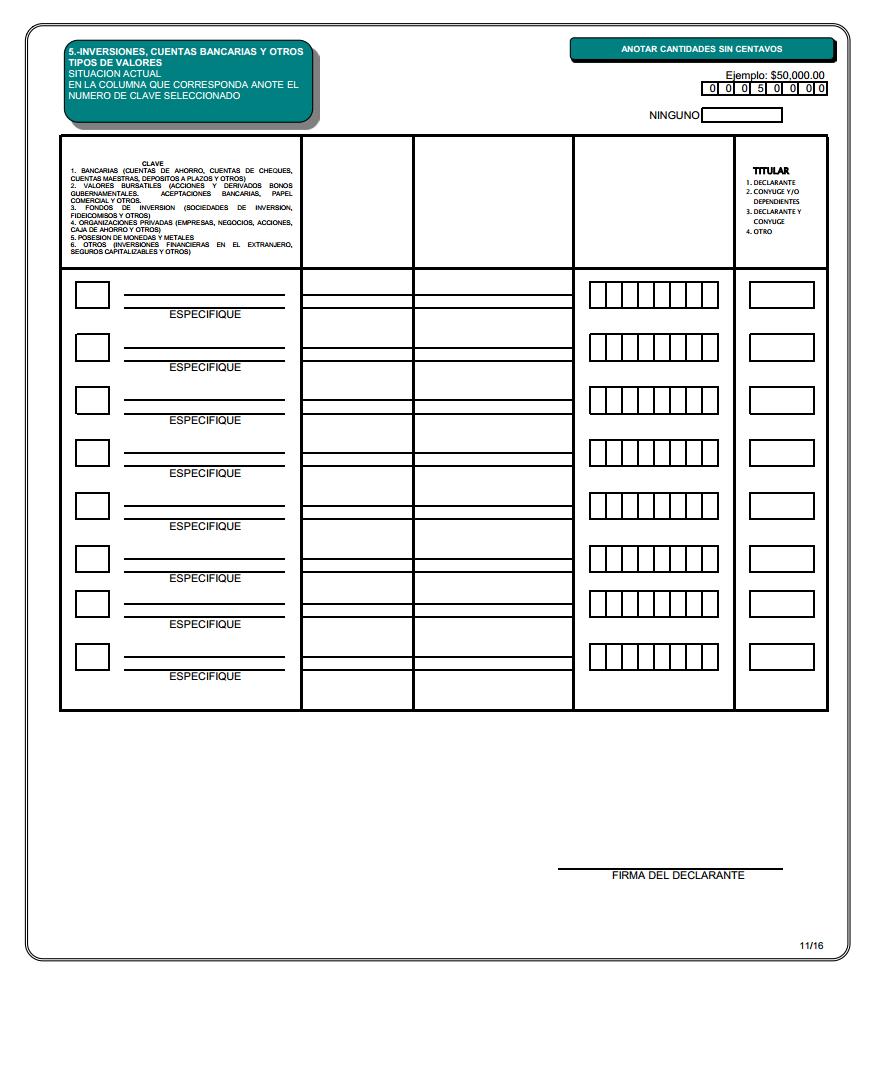 Modelo de declaracion patrimonial inicial