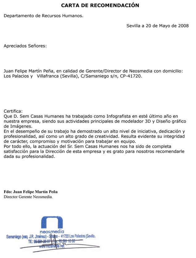 Ejemplo de carta de recomendacion