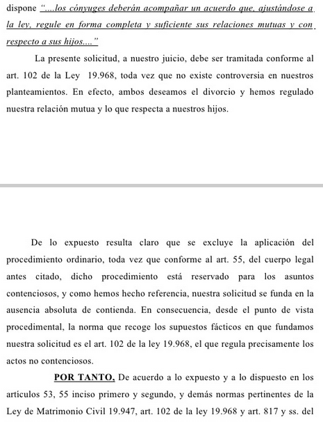 Modelo de demanda de divorcio sin separación previa